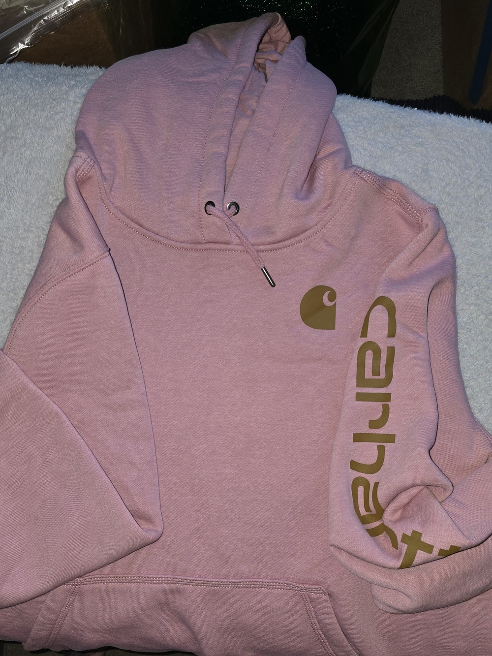 Carhartt Women's Relaxed Fit Midweight Sleeve Logo Hoodie XL Foxglove Heather